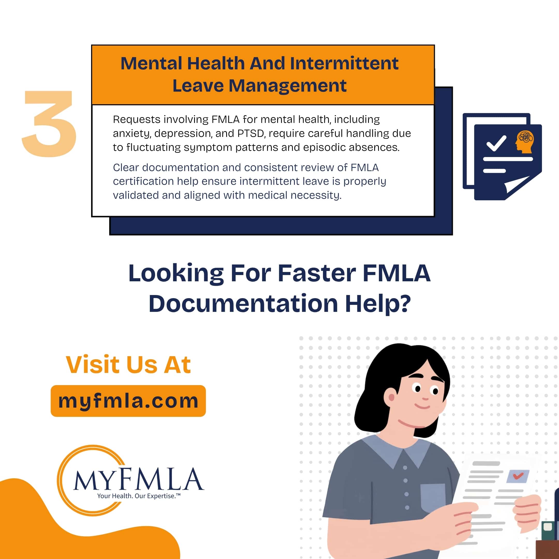 Mental health and intermittent FMLA leave management with faster documentation help.