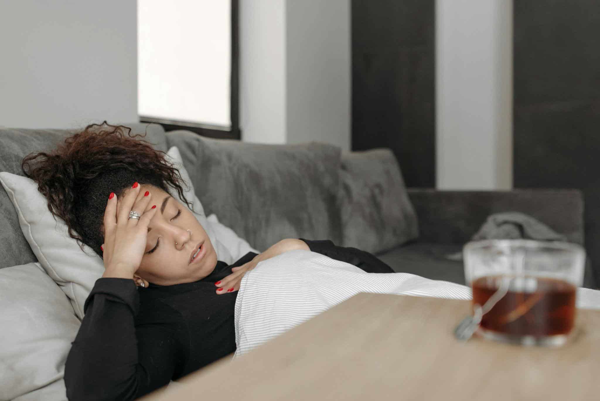 a person resting at home due to sickness