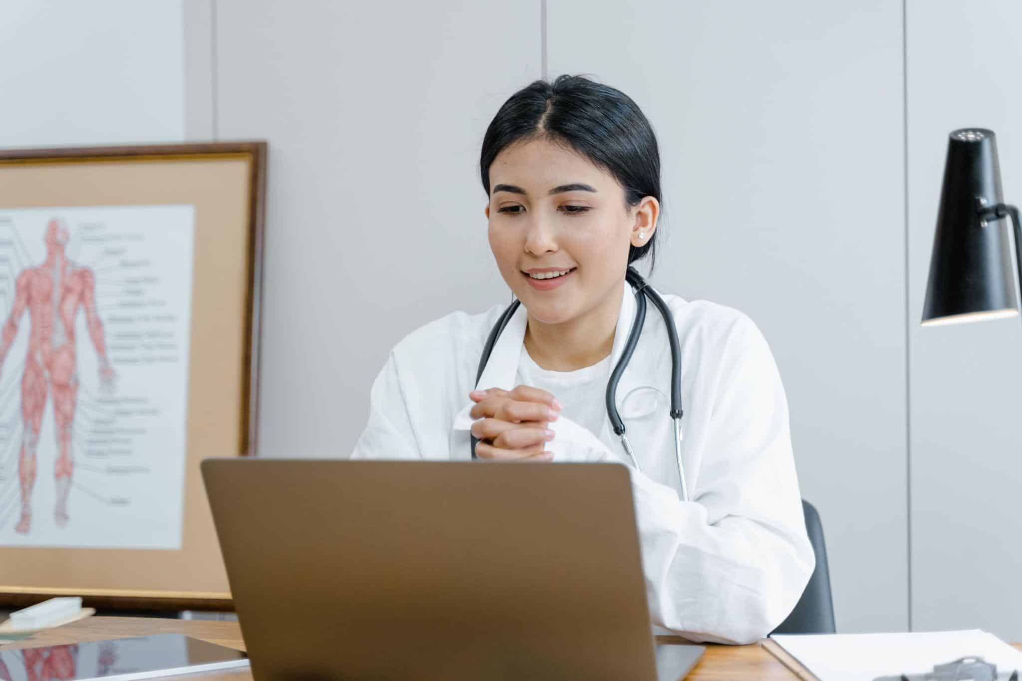 a doctor conducting a consultation online