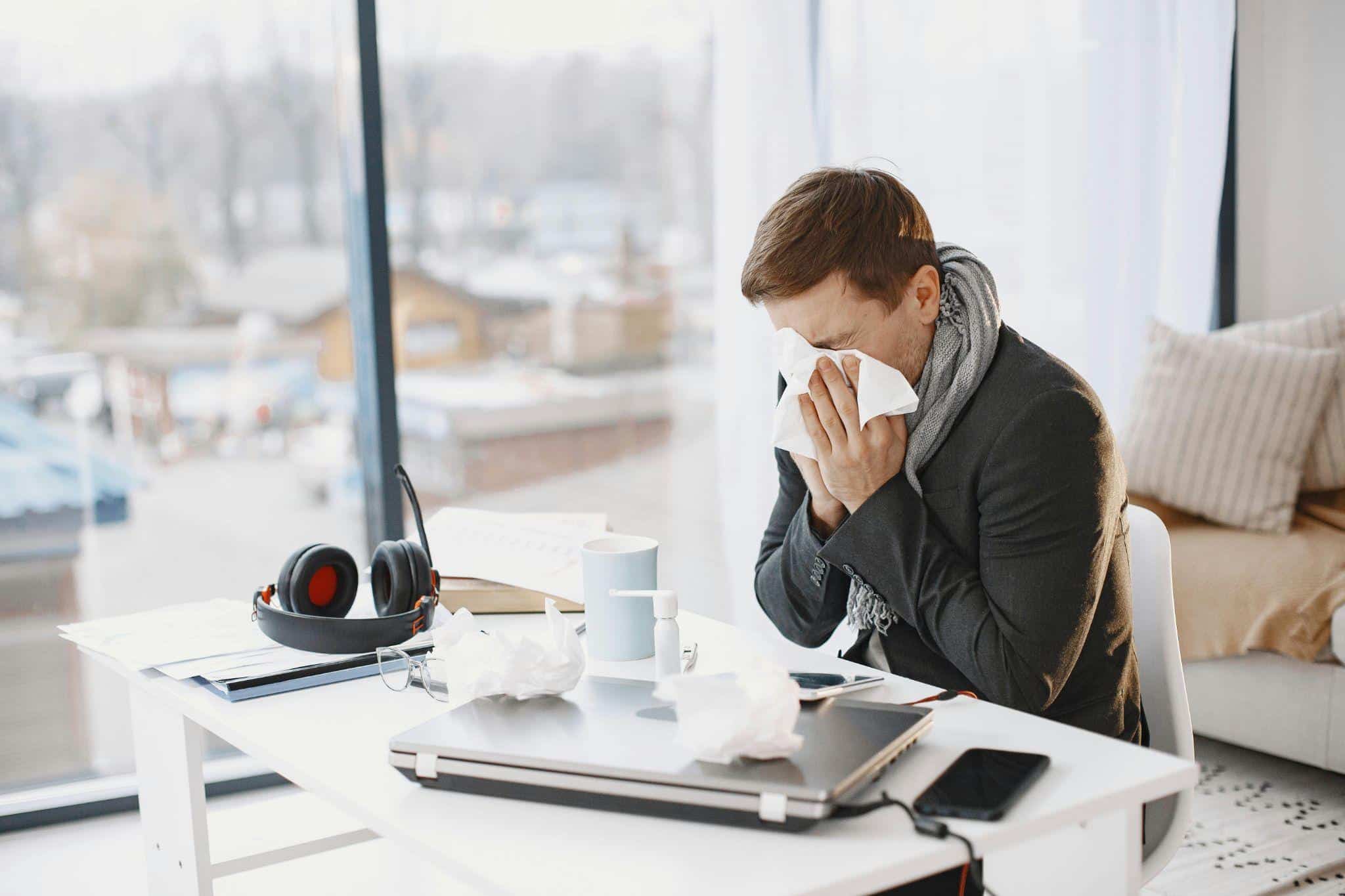 a sick person at work